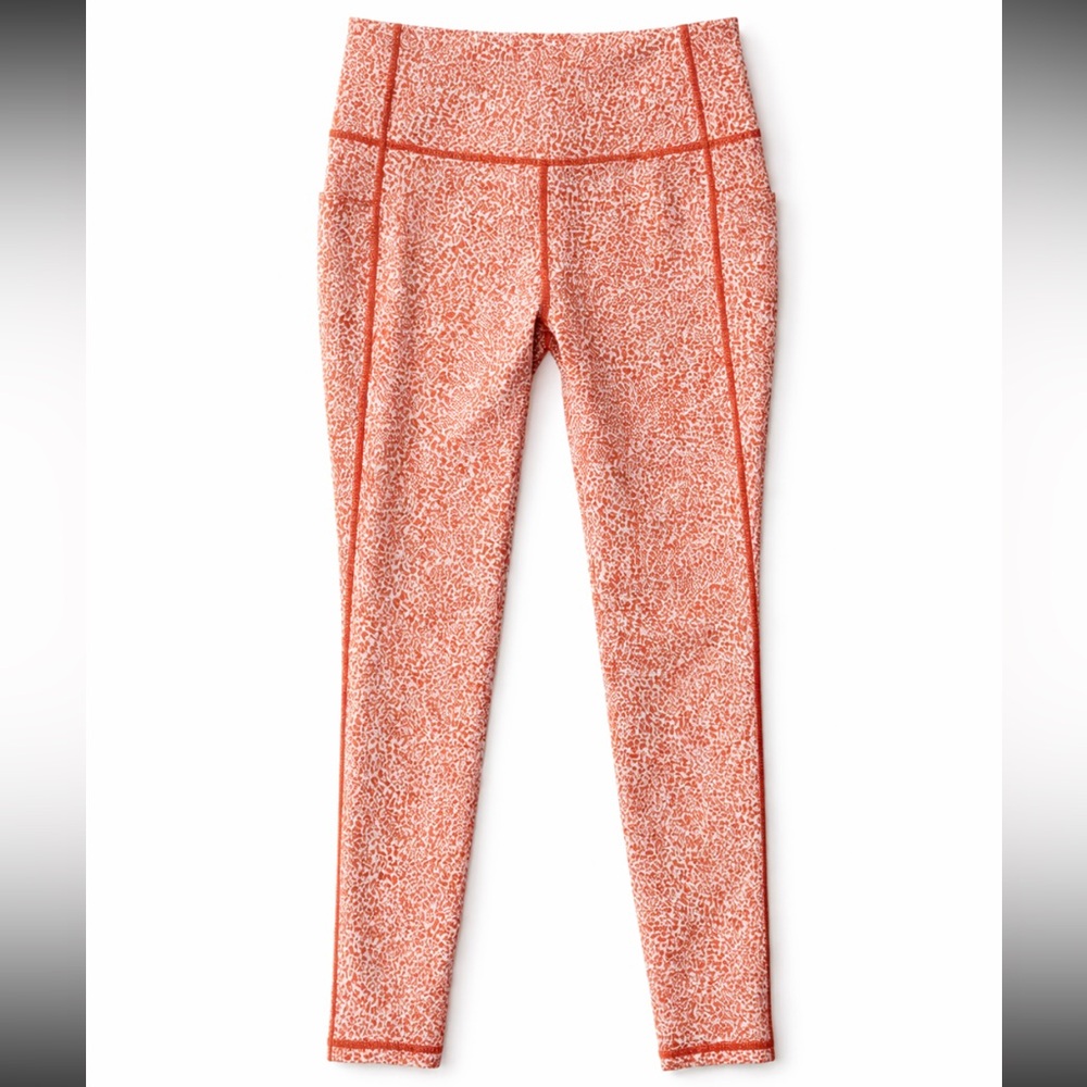 Athleta Salutation Stash Tight Crop Leggings Orange Print Size M